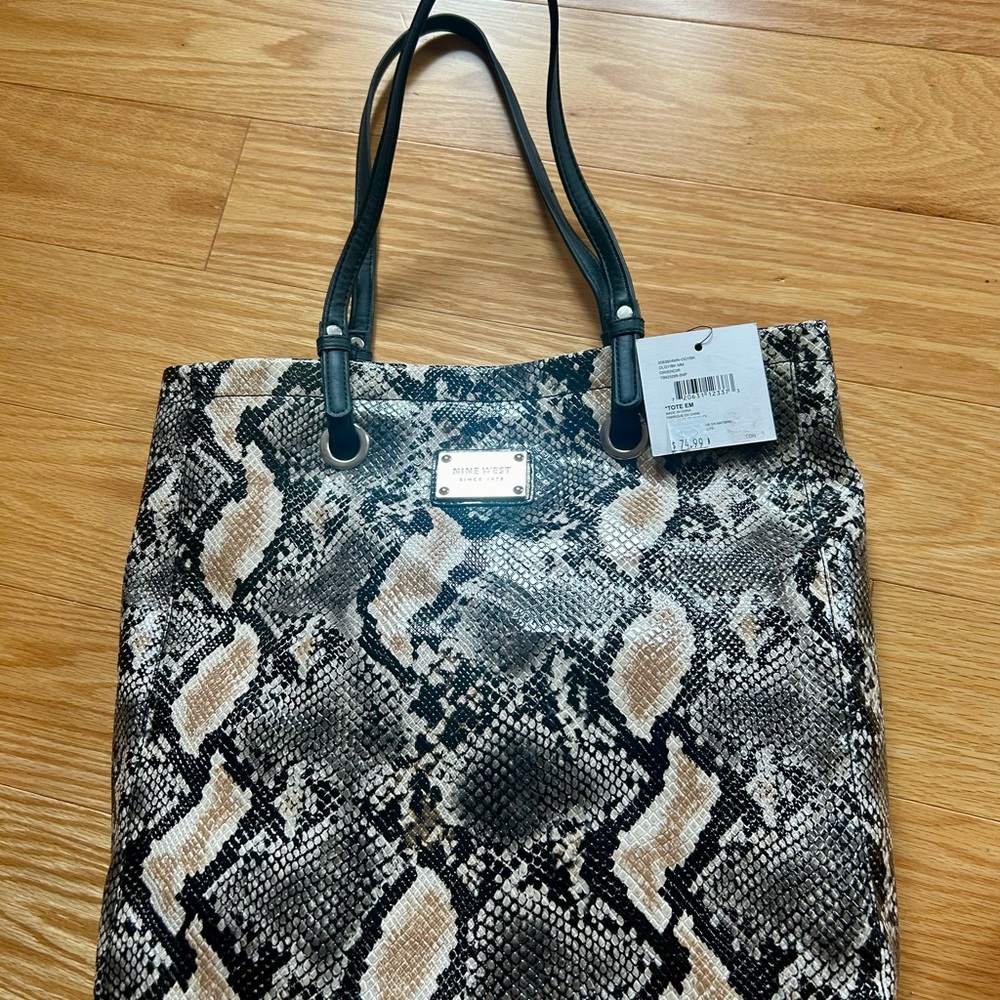 Snakeskin nine west tote bag